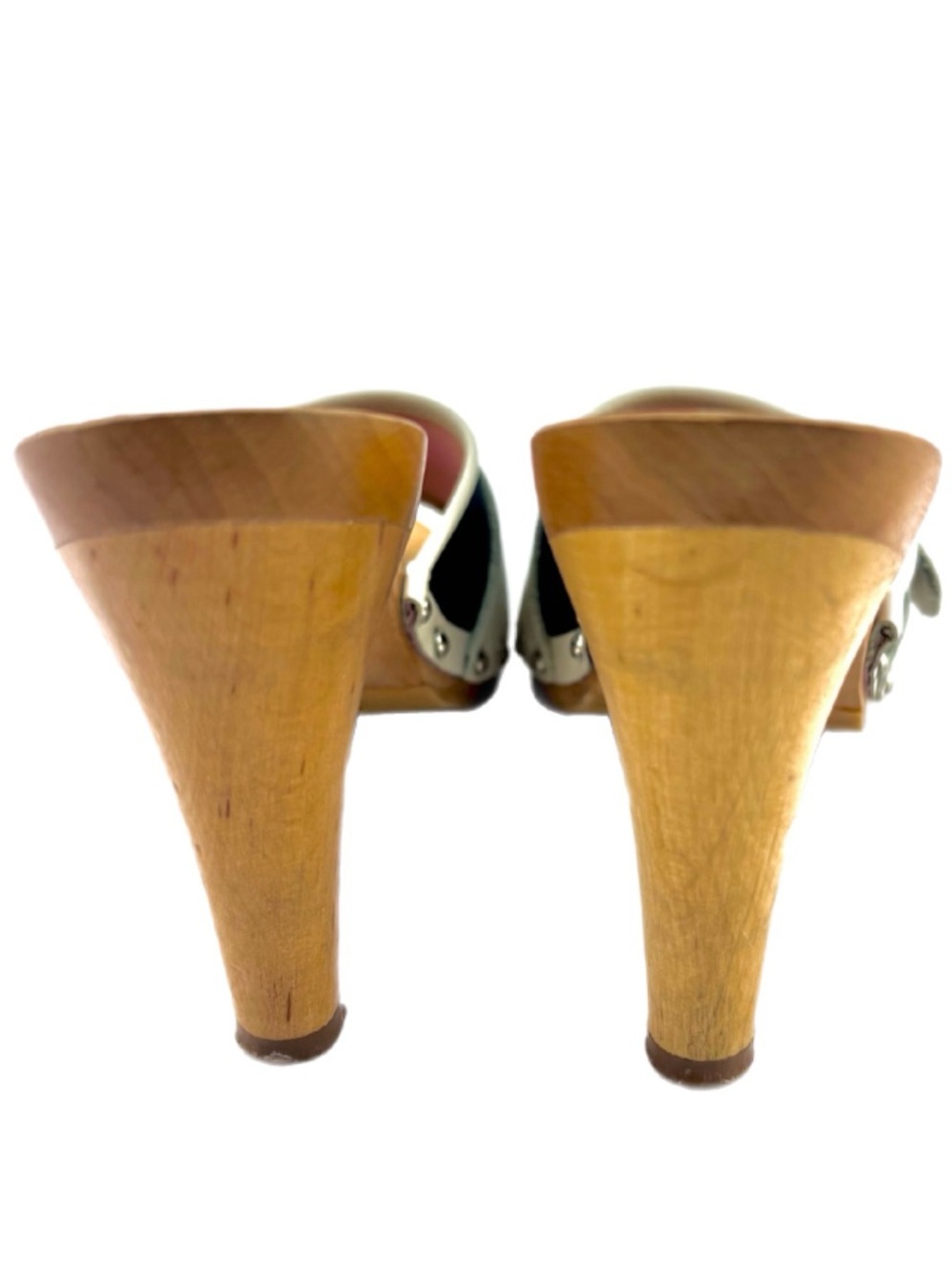 COACH Navy and White Wood Heel Mule Y2K - 7.5 M - Picture 6 of 12